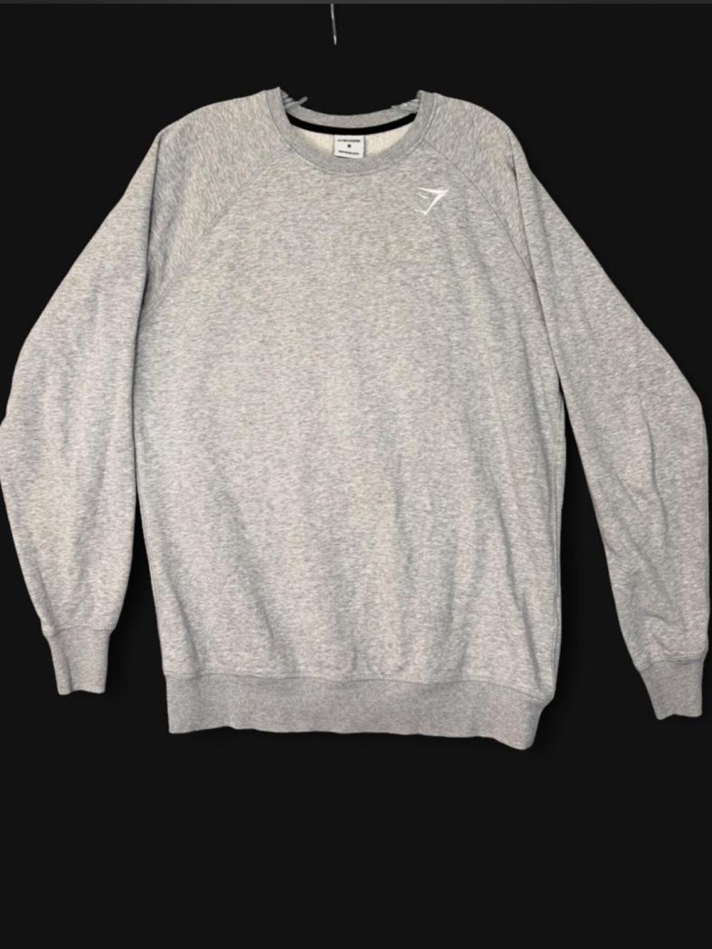 Gymshark Crest Crewneck Sweatshirt Light Grey Marl Embroidered Logo Medium